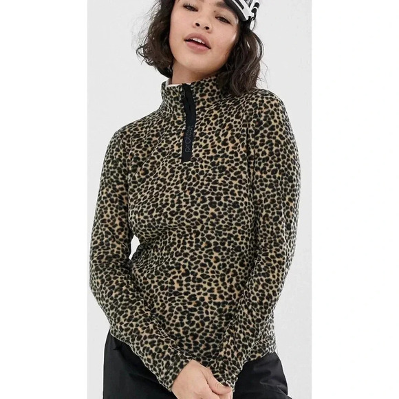 Protest New Fleece Sweater Extra Small Animal Print 1/4 Zip Long Sleeve Warm - Picture 8 of 8